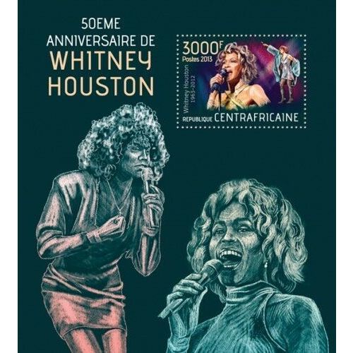 CENTRAL AFRICA 2013 SHEET MNH WHITNEY HOUSTON SINGERS MUSIC 2A