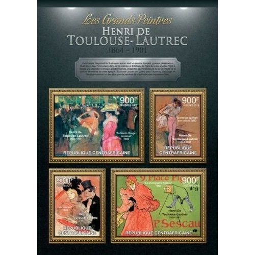 CENTRAL AFRICA 2013 SHEET MNH TOULOUSE LAUTREC ART PAINTINGS ARTE PINTURAS