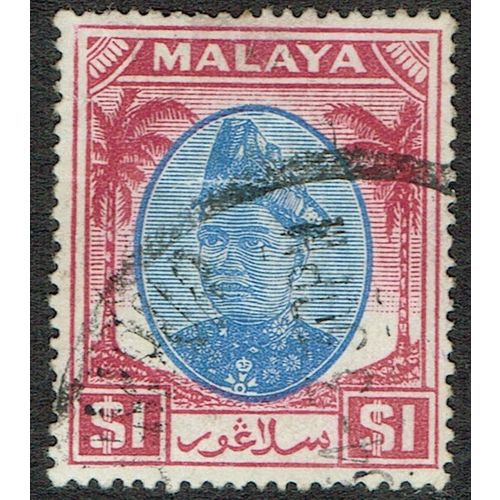 Selangor 1949 Definitive Issue $1 Blue and Purple SG108 FU