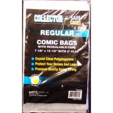 Regular Size Comic Book Bags w/Resealable Tape (Qty = 200 Bags)
