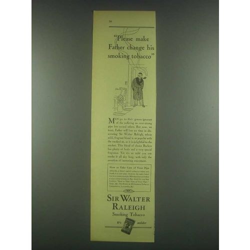 1930 Sir Walter Raleigh Tobacco Ad - Make Father Change