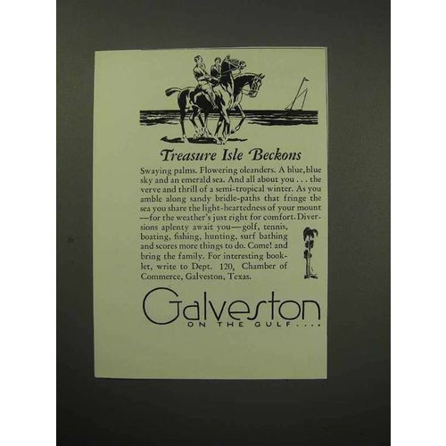 1930 Galveston Texas Tourism Ad - Treasure Isle Beckons