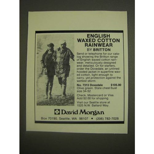 1985 David Morgan Ad - English Waxed Cotton Rainwear by Britton