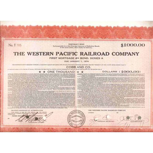 CA na Stock Certificate Company: Western Pacific Railroad Company ~99