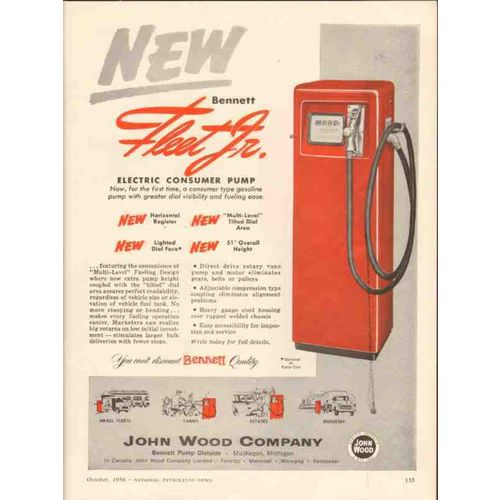 JOHN WOOD COMPANY 1956 Bennett Fleet Jr consumer pump vintage ad
