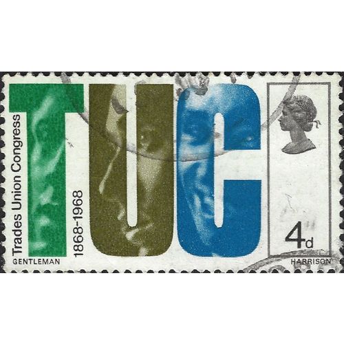 GB, Trade Union Congress, 100 years, white 1968, 4d, #3