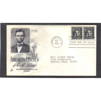 FDC Art Craft 1303 4c Abraham Lincoln Pair (Cachet-Typed/A) CV41311