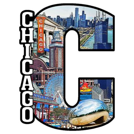Chicago Capitol C Collage Fridge Magnet