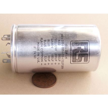 300V, 300 +300 +100 +32 +32 µF RadioSpares RS Components Capacitor New Old Stock