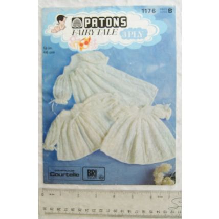 1975 Patons 1176 Christening dresses, 18 inch, 3 ply