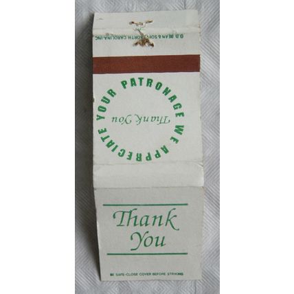 Matchbook cover Thank You ref.2