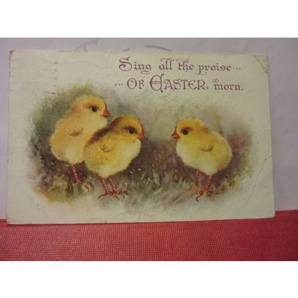 EASTER CHICKS used vintage postcard 1934 pm =