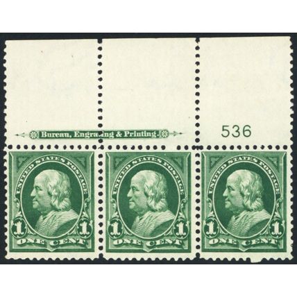 279, Mint NH PL# Strip of Three Stamps CV $85+ *..- Stuart Katz