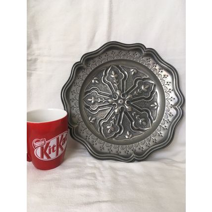 Stunning Pewter Tray Fruit Tray Wall Plaque With Axe & Star Stamps Collectable