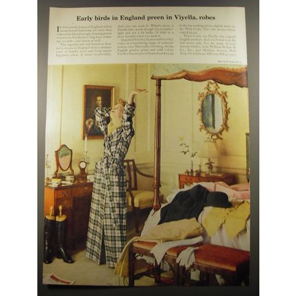 1954 Viyella Fashion Ad - Early birds in England preen in Viyella robes