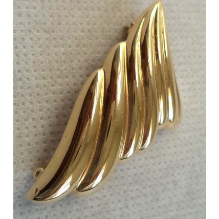DIOR large Gold Brooch 80s Designer Womens Costume Jewelry Modern Pin