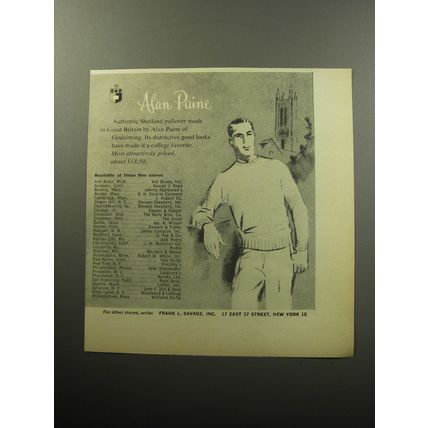 1957 Alan Paine Shetland Pullover Sweater Advertisement