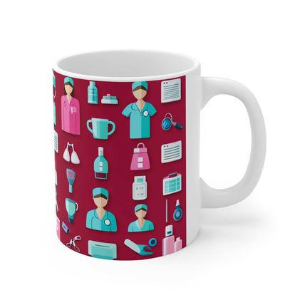 Professional Worker Pink Doctor and Nurse #7 Ceramic Coffee Mug 11oz