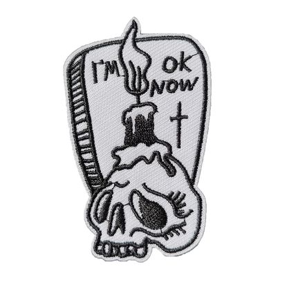 Skull Gravestone Iron On Patch Embroidered Sew Biker Punk 4.3 cm x 7.1 cm P549