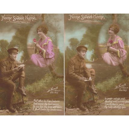 Home Sweet Home 2x Different Unusual Romantic Military Postcard s