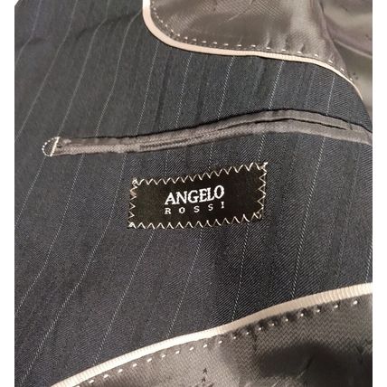 Angelo Rossi Mens Sports Coat Black Striped Inner Pockets Button Sleeve