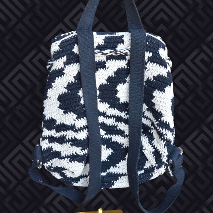 Wild Fable Black and White Chevron Knit Small Backpack