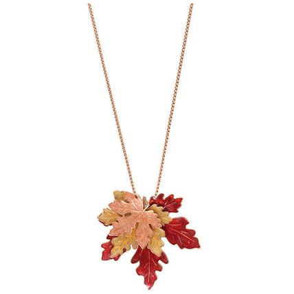 Fall Leaf Toggle Necklace dimensional Multi-layer Maple Leaf Drip Glazed
