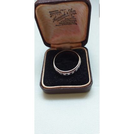 Antique Vintage Edwardian Silver and Gold Spinner Band Size UK T, US 9.75