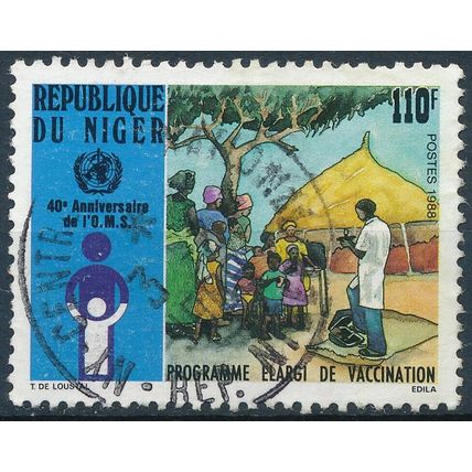 40th Anniv WHO: 110f - Niger 1988 - F H - MiNr 1048