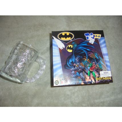 BATMAN PUZZLE and GLASS MUG!! DC Comics! $17.00 Shipped!! For the Comics...