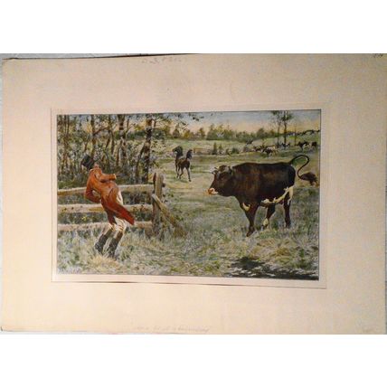 When a Red Coat is Embarrassing, by A. B. Frost. Hand-colored. Original. 1904.