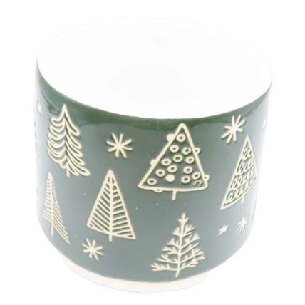 Green Christmas Tree Mug Ceramic 8 CM Microwave/Dishwasher Safe Gift Festive