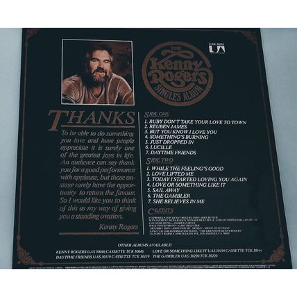 Kenny Rogers - The Kenny Rogers Singles Album 14 track vinyl LP record UAK30263