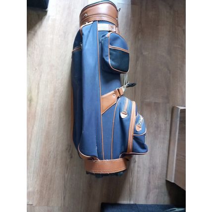 Pro Select Retro Vintafe Trolley Cart Golf Club Bag Blue Brown 14 Way