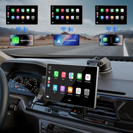Portable Apple Carplay Screen for Car, 9" Wireless Apple Carplay & Android Auto,