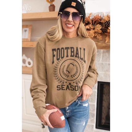 Khaki Rugby FOOTBALL SEASON Graphic Game Day Sweatshirt