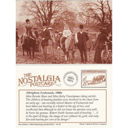 Postcard Albrighton Foxhounds 1900s Hulton Photo Horse - Nostalgia