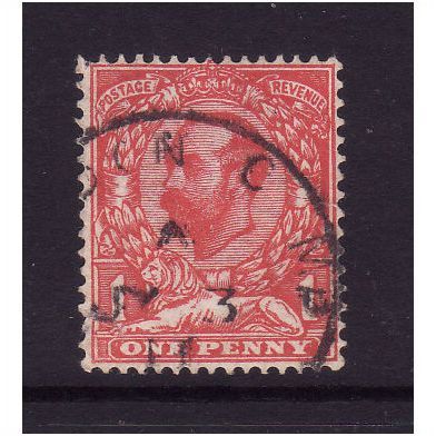 GREAT BRITAIN 1911 SG 329 1d CARMINE FINE USED#3