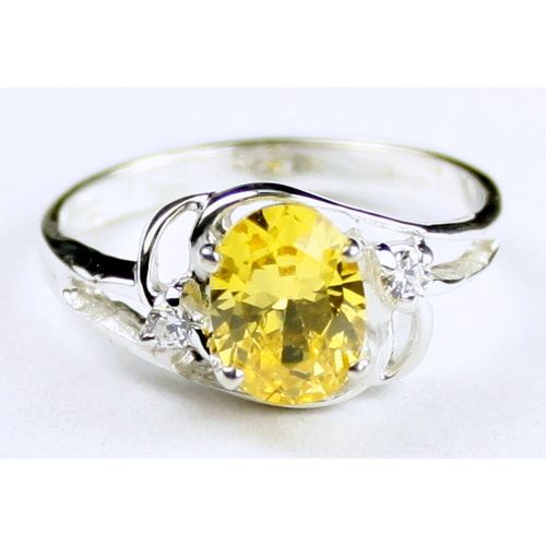 Golden Yellow CZ, 925 Sterling Silver Ring, SR176