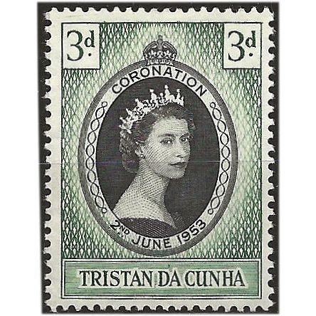 Tristan Da Cunha 1953 SG13 3d Black & Grey-Green Coronation Unmounted Mint . ..