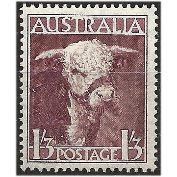 Australia 1948 SG223 1/- 3d Brown Purple Mounted Mint . ..