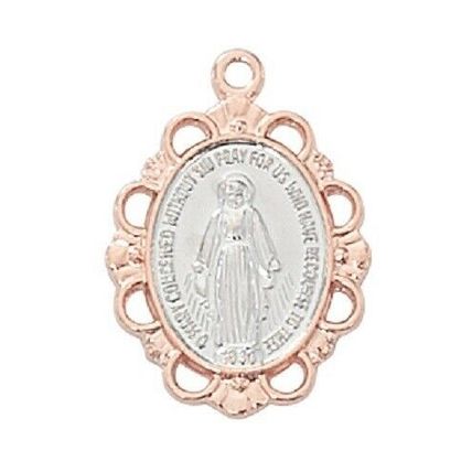 Rose Gold Sterling Silver Miraculous Necklace with 18 Inch Chain