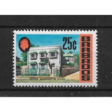 Barbados.SG409 25c George Washington House.Mounted Mint.Apr22