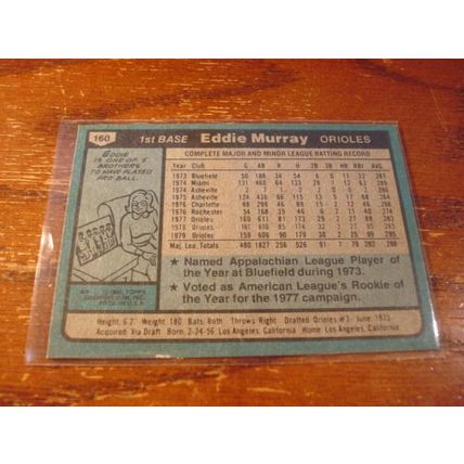 1980 Topps, EDDIE MURRAY, Orioles, #160,