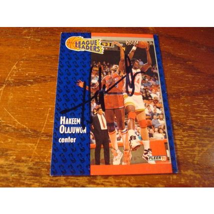 1991 Fleer Autograph Card, HAKEEM OLAJUWON, HOF, w/COA, Rockets