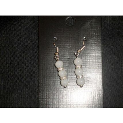 Elegant Smokey grey glass & clear crystal rhinestone short drop earrings