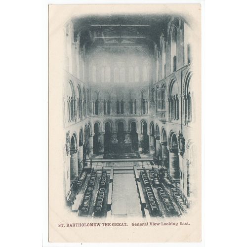 General View Looking East St Bartholomew the Great Smithfield London Postcard