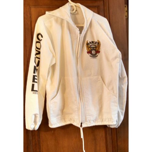 Harley Davidson Cozumel souvenir white cotton hoodie zip front Large US size L
