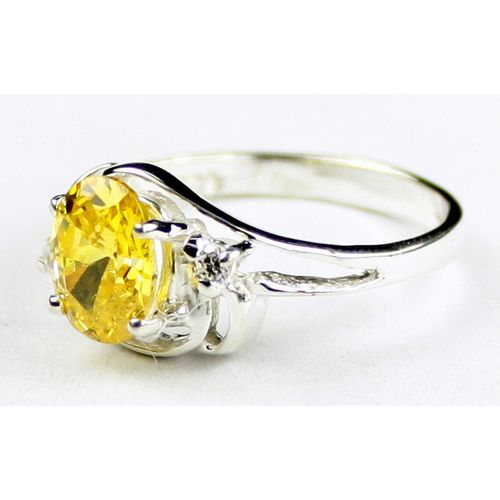 Golden Yellow CZ, 925 Sterling Silver Ring, SR176