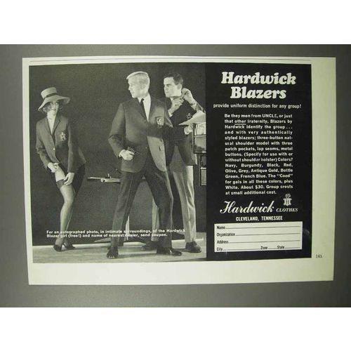 1965 Hardwick Blazers Ad - Men from UNCLE